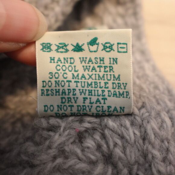 Aran Crafts Women M Sweater Cable Knit Merino Wool Pullover Gray Chunky Marled - Picture 10 of 12